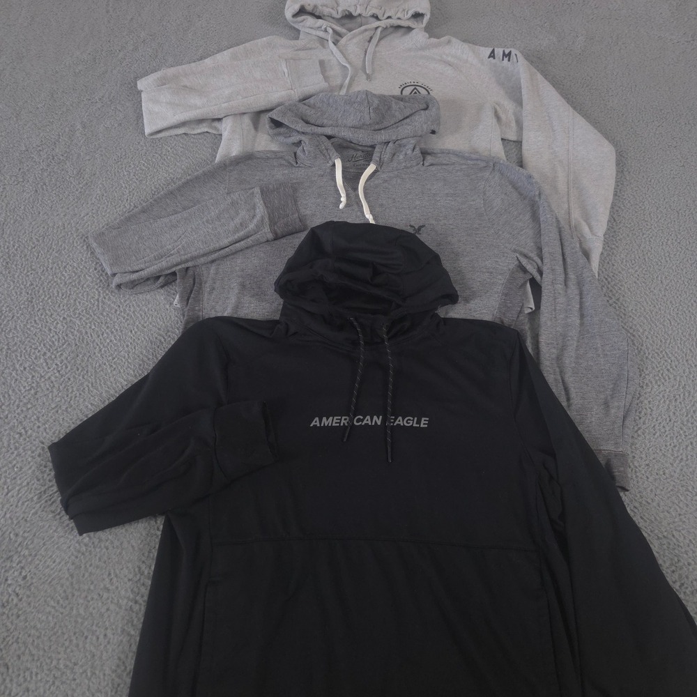 LOT OF 3 American Eagle Hoodie Mens L Multi Heritage Thermal Fleece Pullover